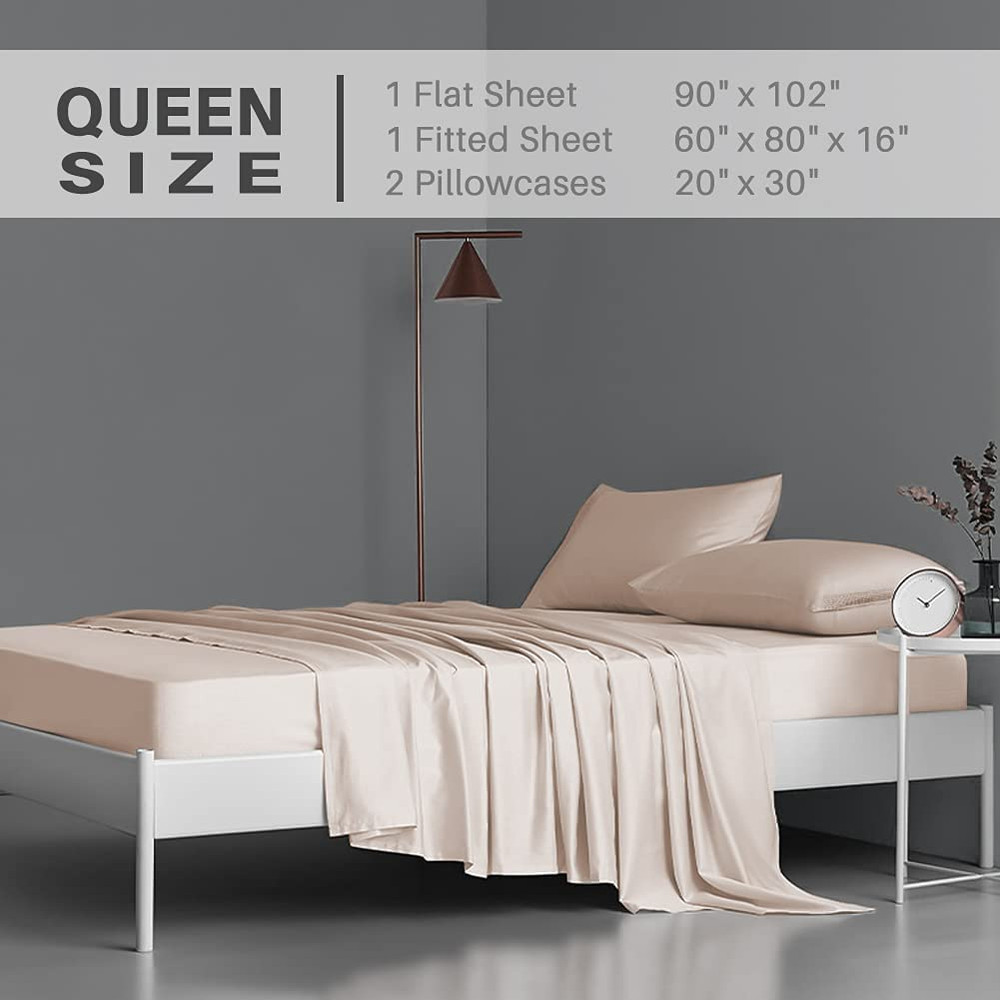 Secura Everyday Luxury Queen Bed Sheet Set 4 Piece - Soft Microfiber 1800 Thread