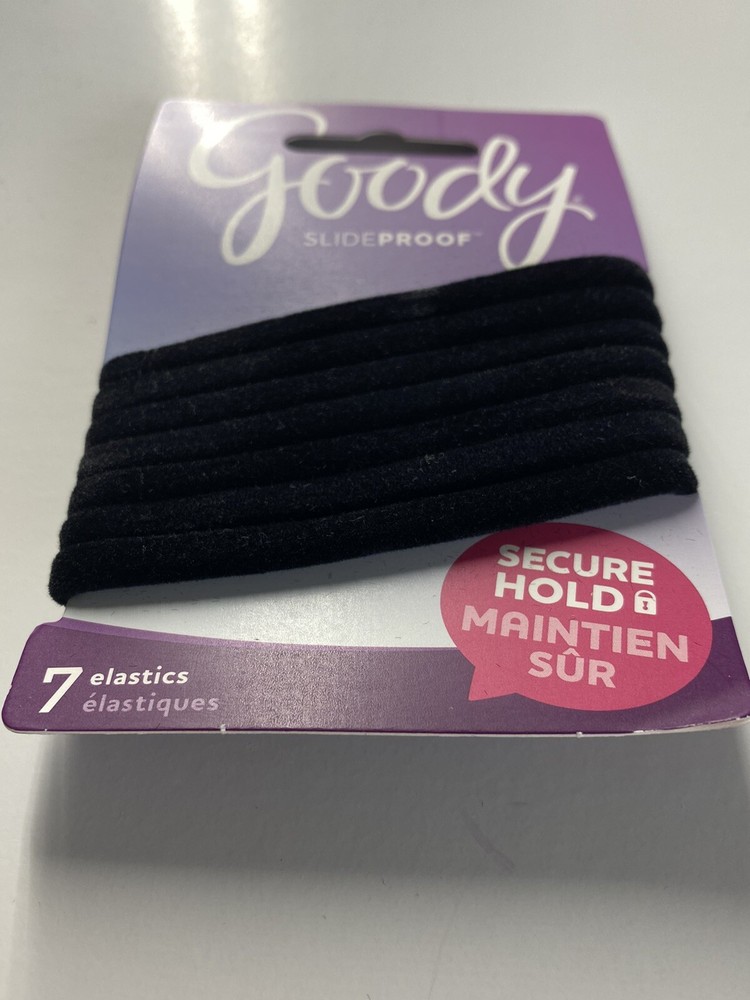 7 ct Goody Ouchless Velvet Braided Elastics Black