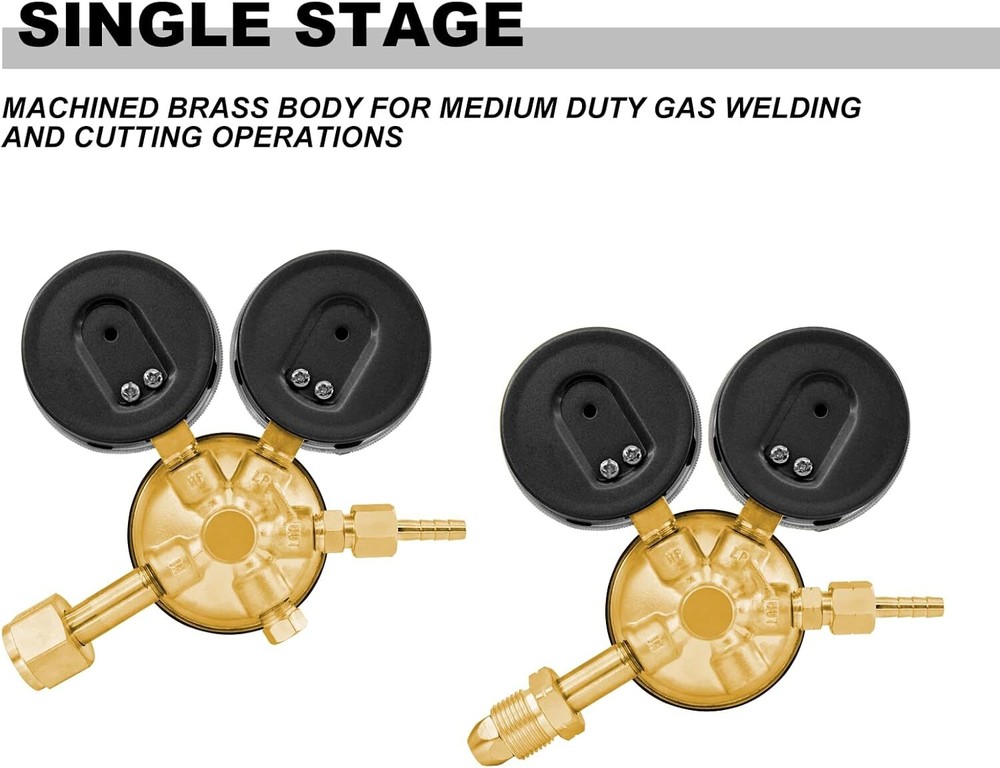 Oxygen & Acetylene Regulators - Compatible with Medium Duty Welding Gas Torch