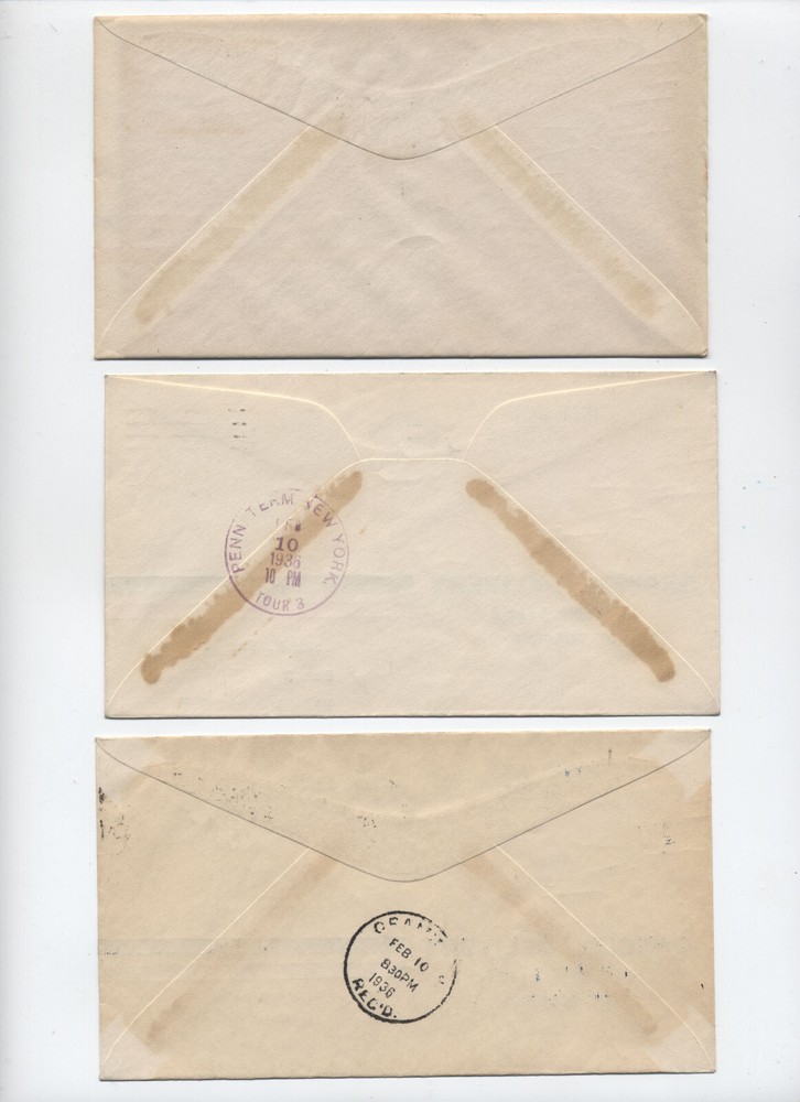 1936 CE2 FDC Anderson cachet 3 covers different postmarks [y9606]