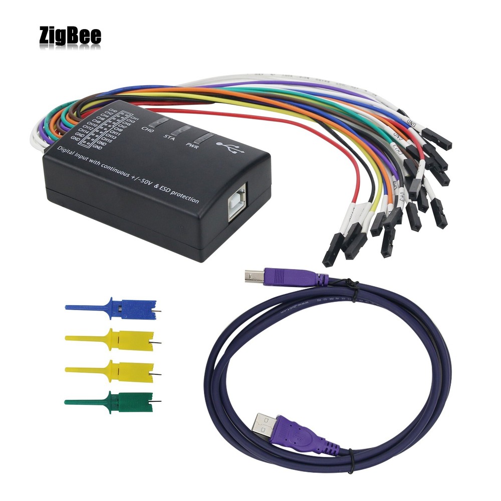 US STOCK Mini 16 Logic Analyzer USB 100M Max Sample Rate 16CH Version 1.1.34