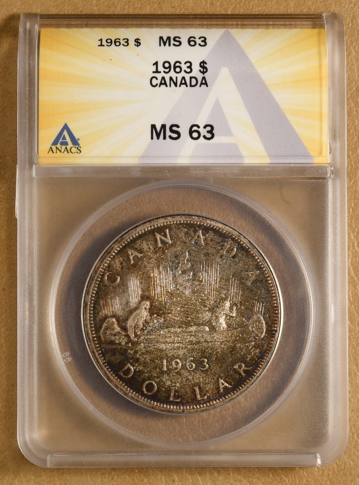 1963 Canada Silver Dollar ANACS MS63