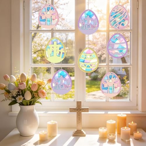 24 Easter Egg Suncatchers - DIY Religious Easter Eggs - Religious Colors