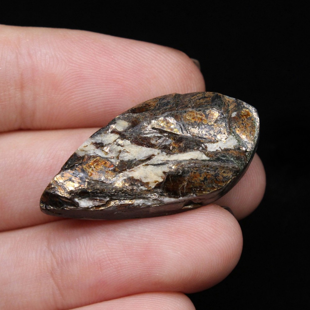 Natural Astrophyllite with Albite Raw surface marquise cabochon