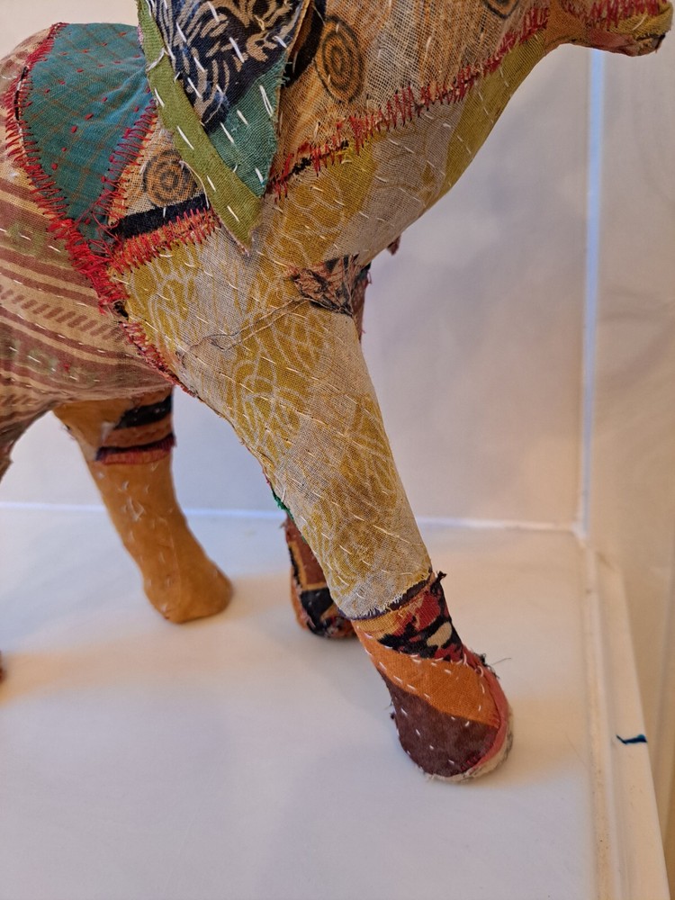 Antique Vintage Indian Patchwork Embroidered Stuffed Elephant Boho
