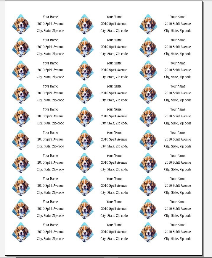 150 Beagle Dog Blue Background Mailing Return Address Labels Personalized