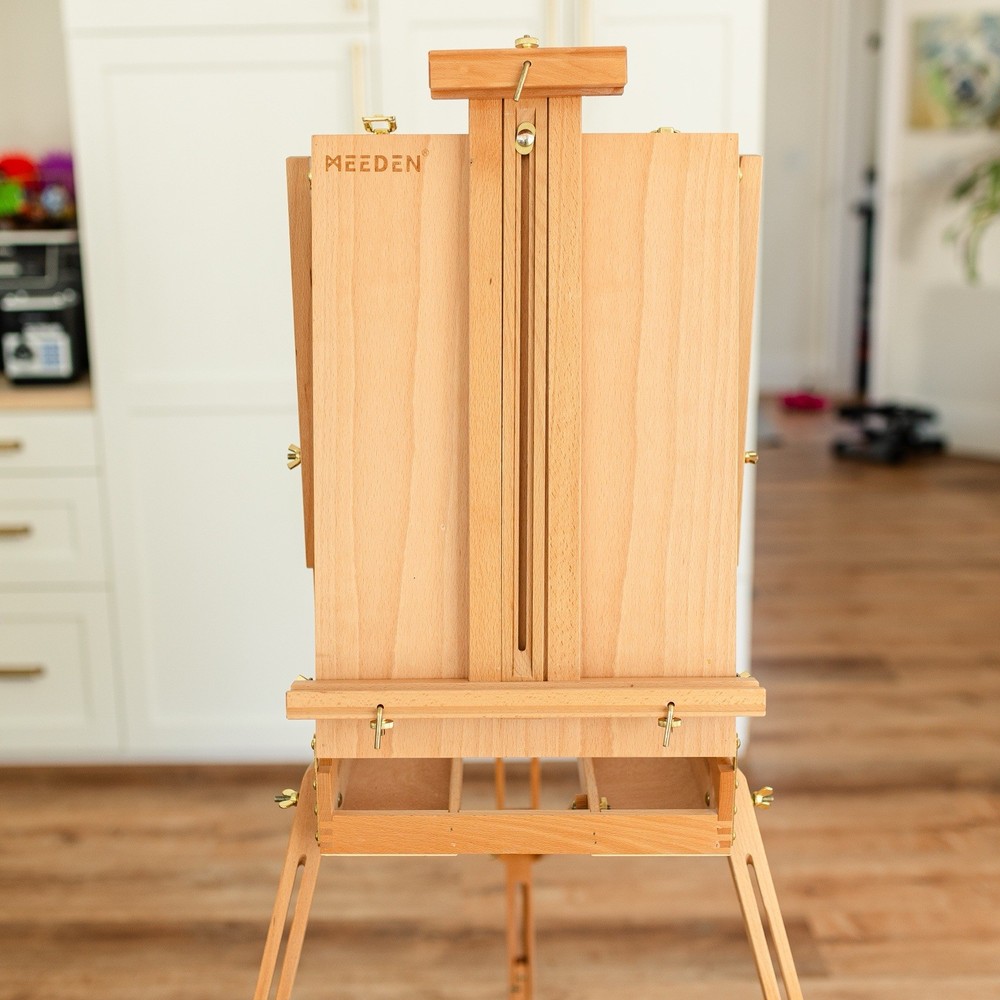 MEEDEN Solid Beech Wood Plein Air French Easel Foldable Spacious Adjustable