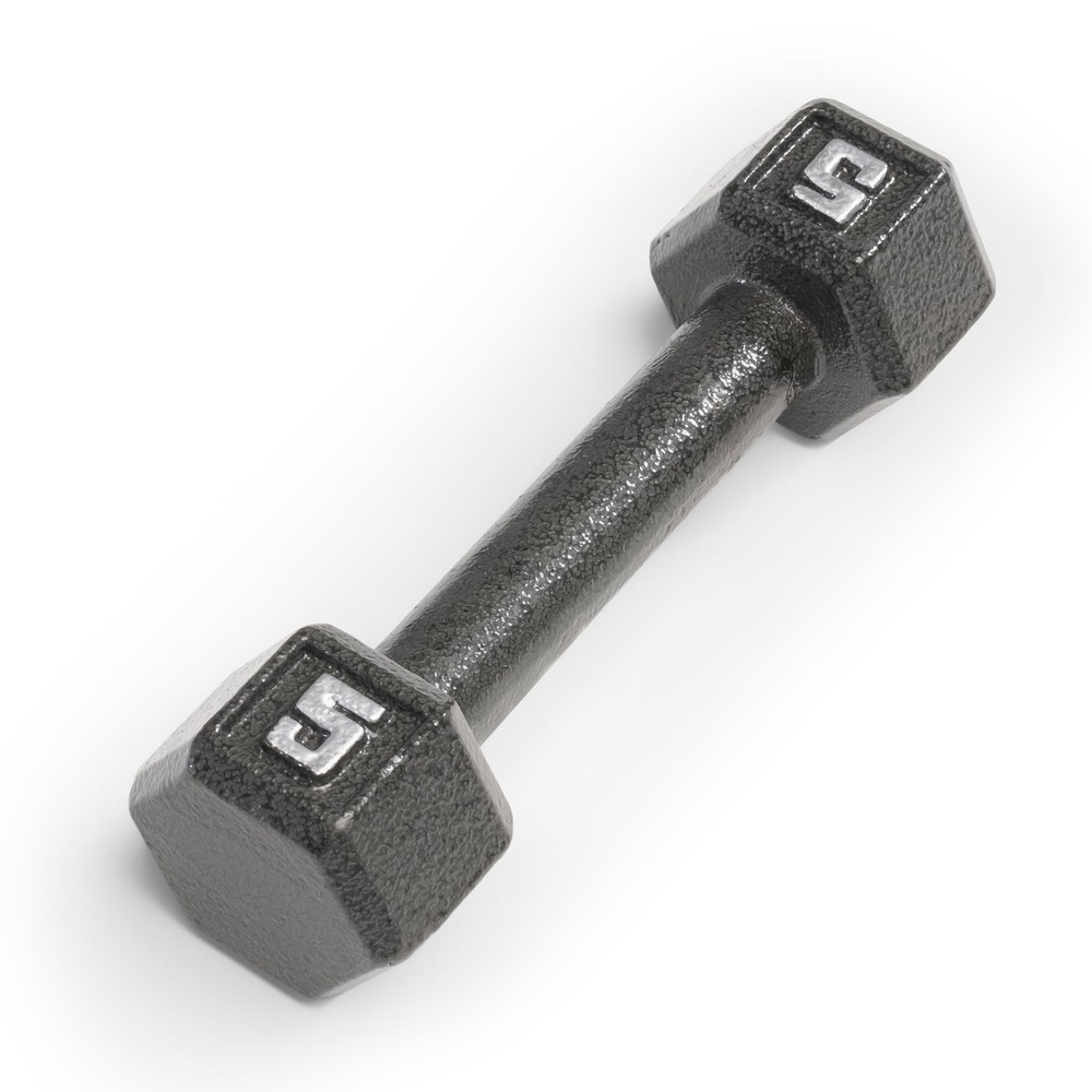 5lb Cast Iron Hex Dumbbell  Durable Weight for Strength Training