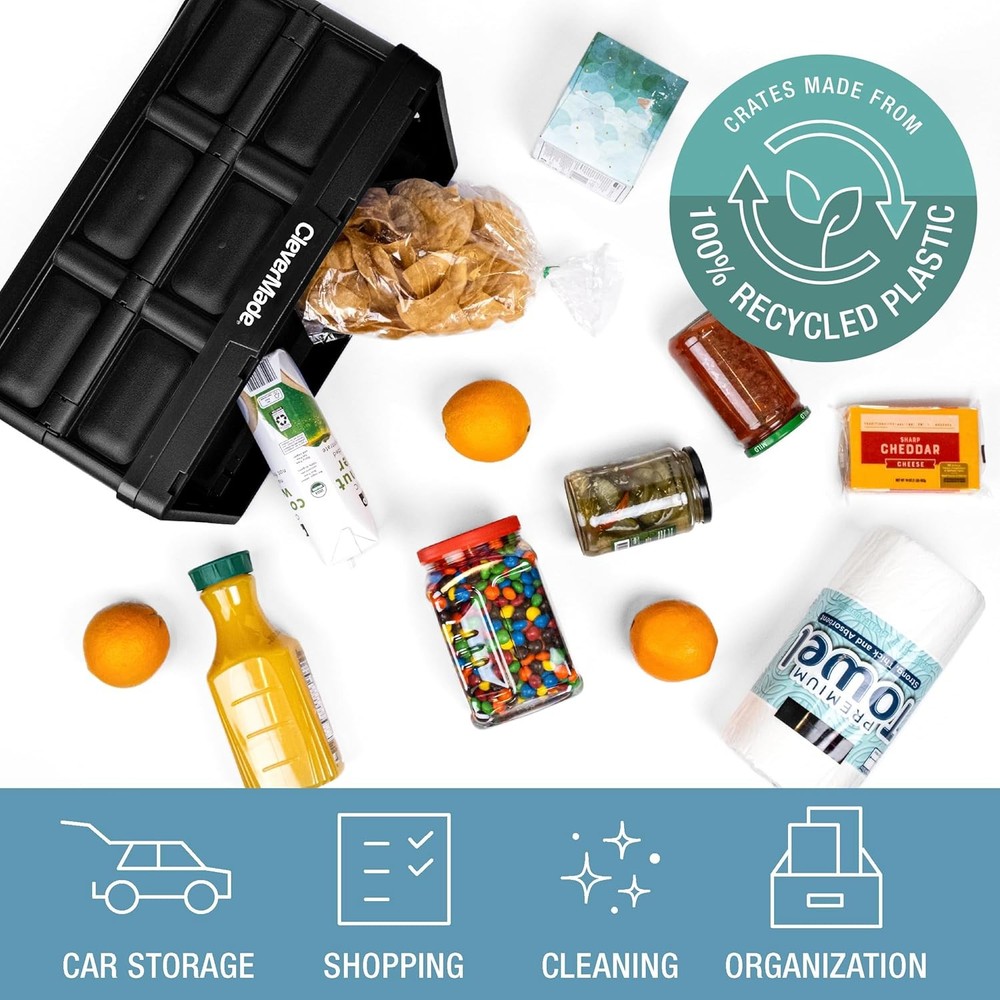 Collapsible Storage Bins Obsidian 3 Pack 32L Stackable Containers Heavy Duty