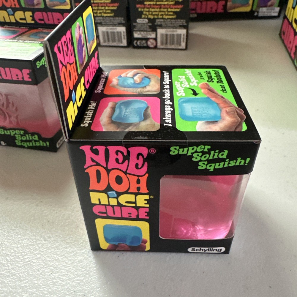 Nee Doh Nice Cube Super Solid Squish Squeeze Pink Toy