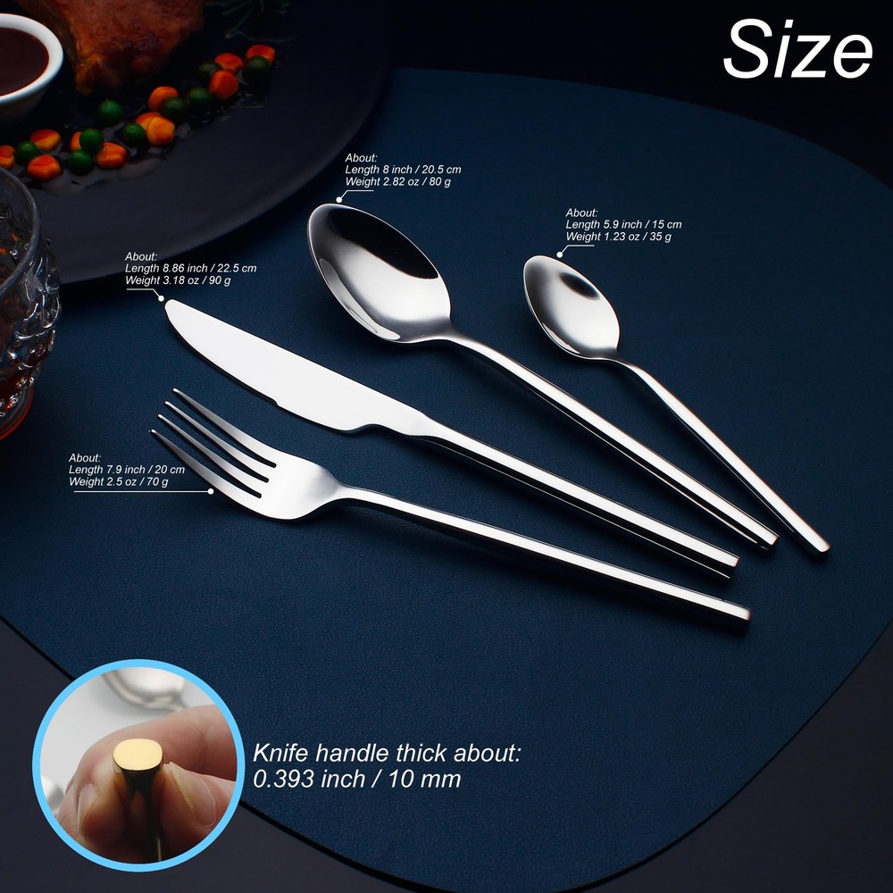 CHAAMFORGE 24pc Silverware Set for 6, 18/10 Stainless Steel Flatware, Heavy Duty