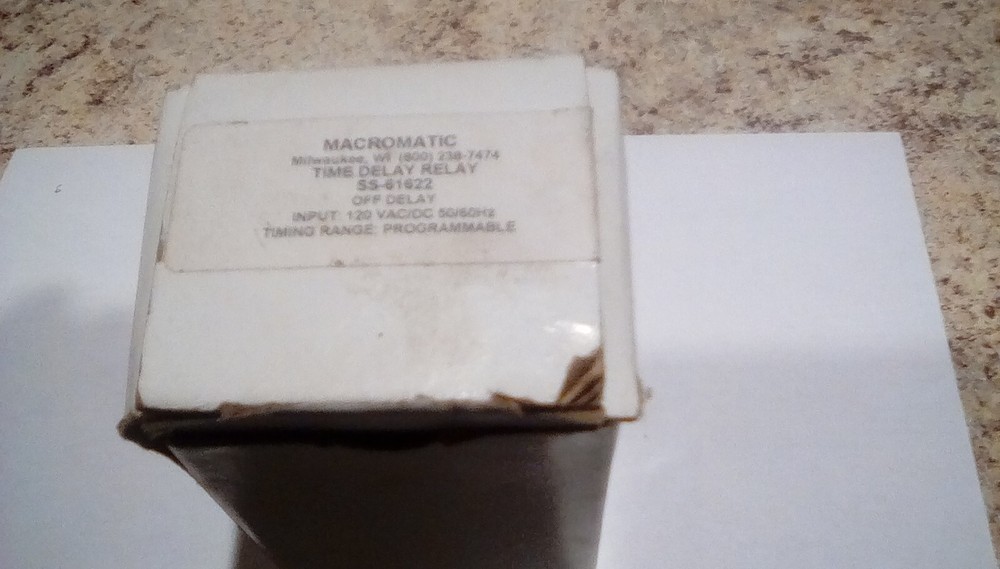 Macromatic SS-61622 Off Delay Relay, Programmable Timing Range, 120 VAC/DC