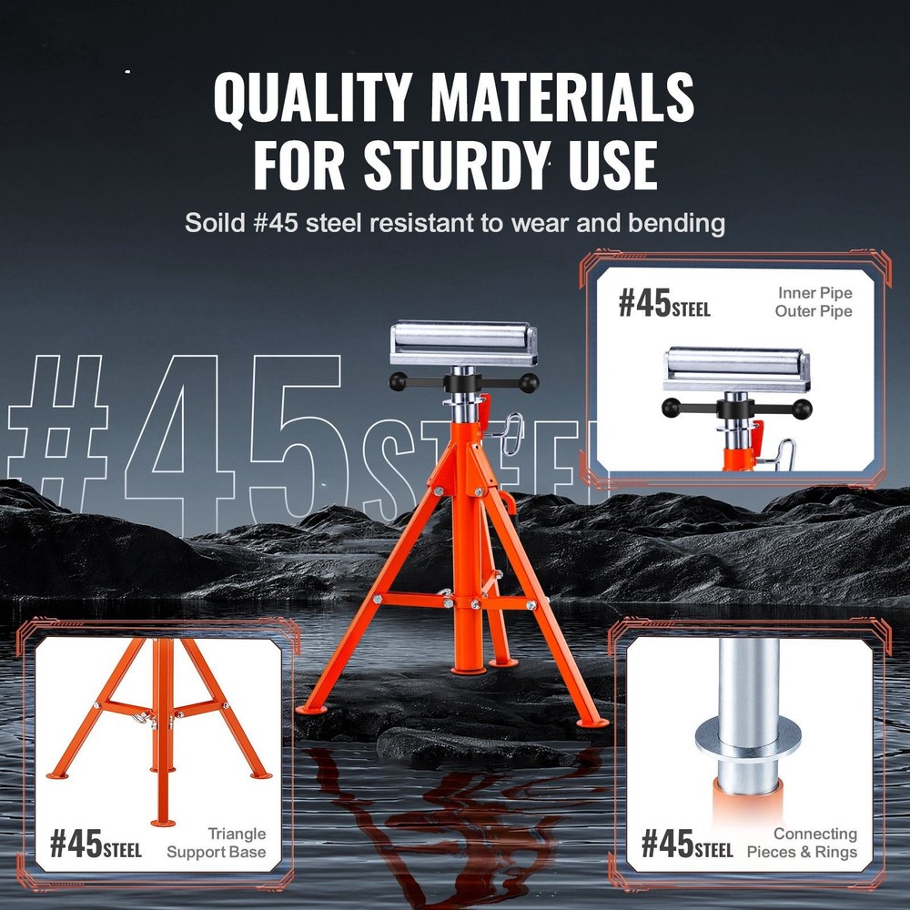 Roller Stand 2500 LBS Capacity Adjustable Height Steel Folding Support