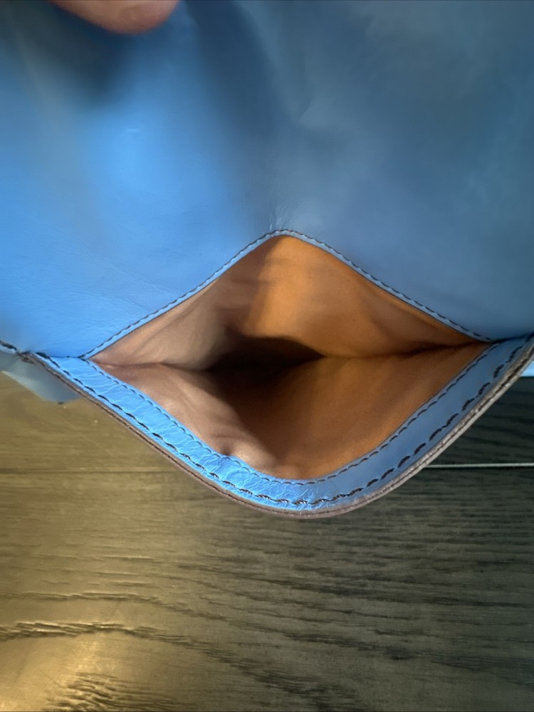 Hobo Genuine Leather Shoulder Bag With Adjustable Strap Sky Blue