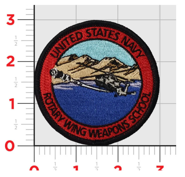 NAVY ROTARY WING WEAPONS SCHOOL EMBROIDERED PATCH WITH HOOK & LOOP