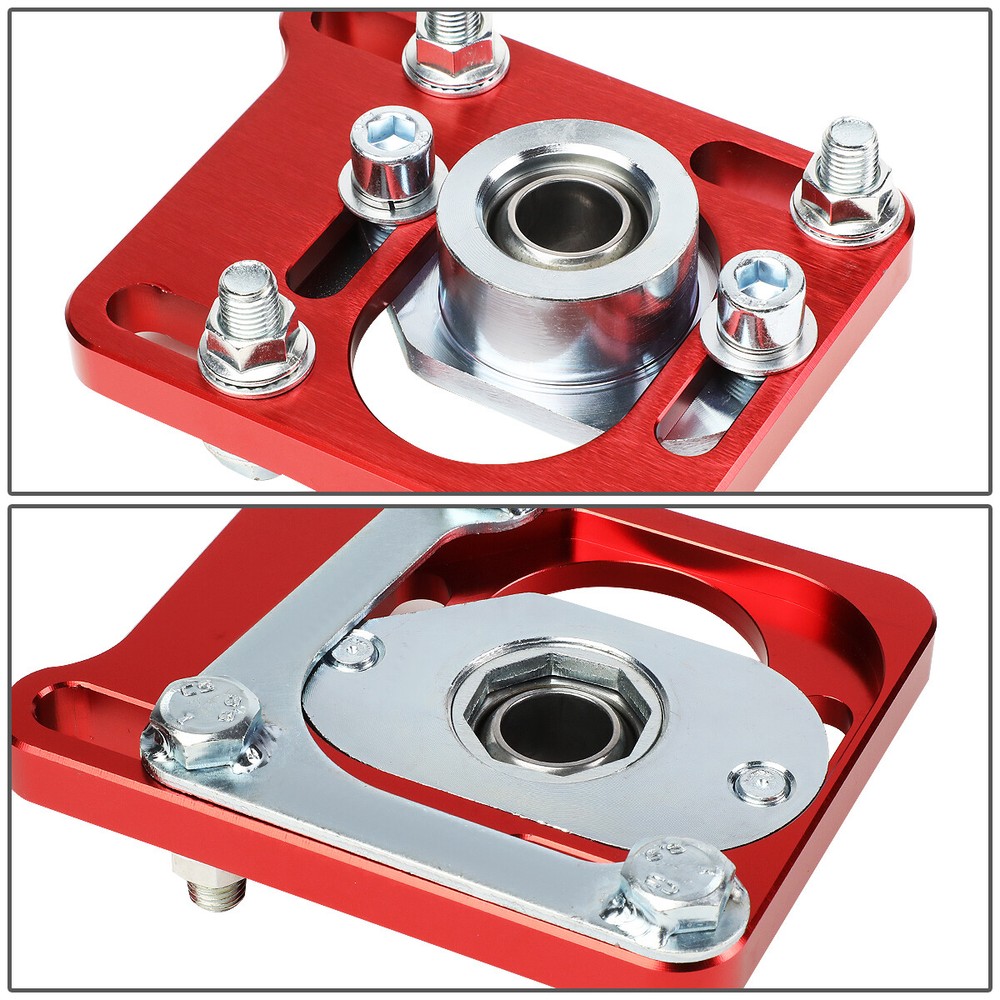 FOR 94-04 FORD MUSTANG +/- 2.5 ADJUSTABLE ALIGNMENT CAMBER CASTER PLATES RED