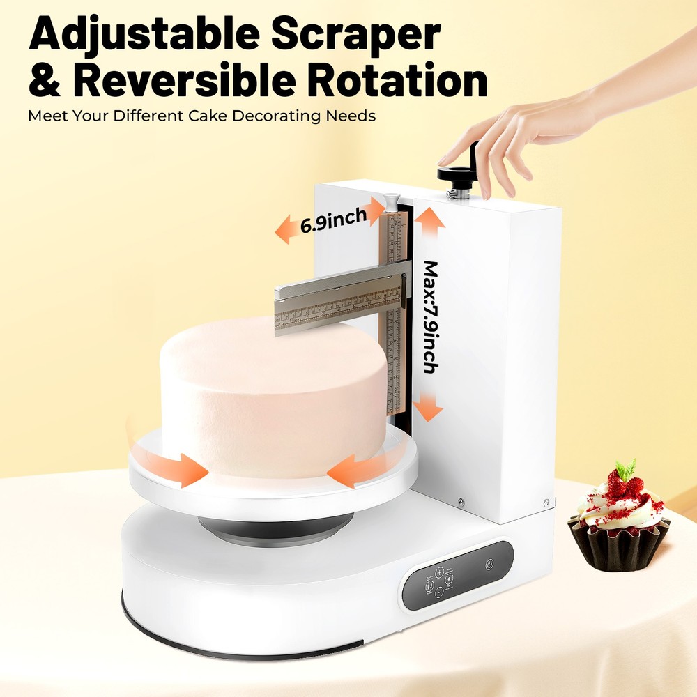 Display Smooth Cream Adjustable 4-12'' Birthday Cake Decorating Machine White