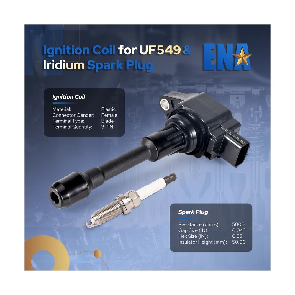 ENA UF549 Ignition Coil Pack and 9029 Double Iridium Spark Plug Com... Fast Ship