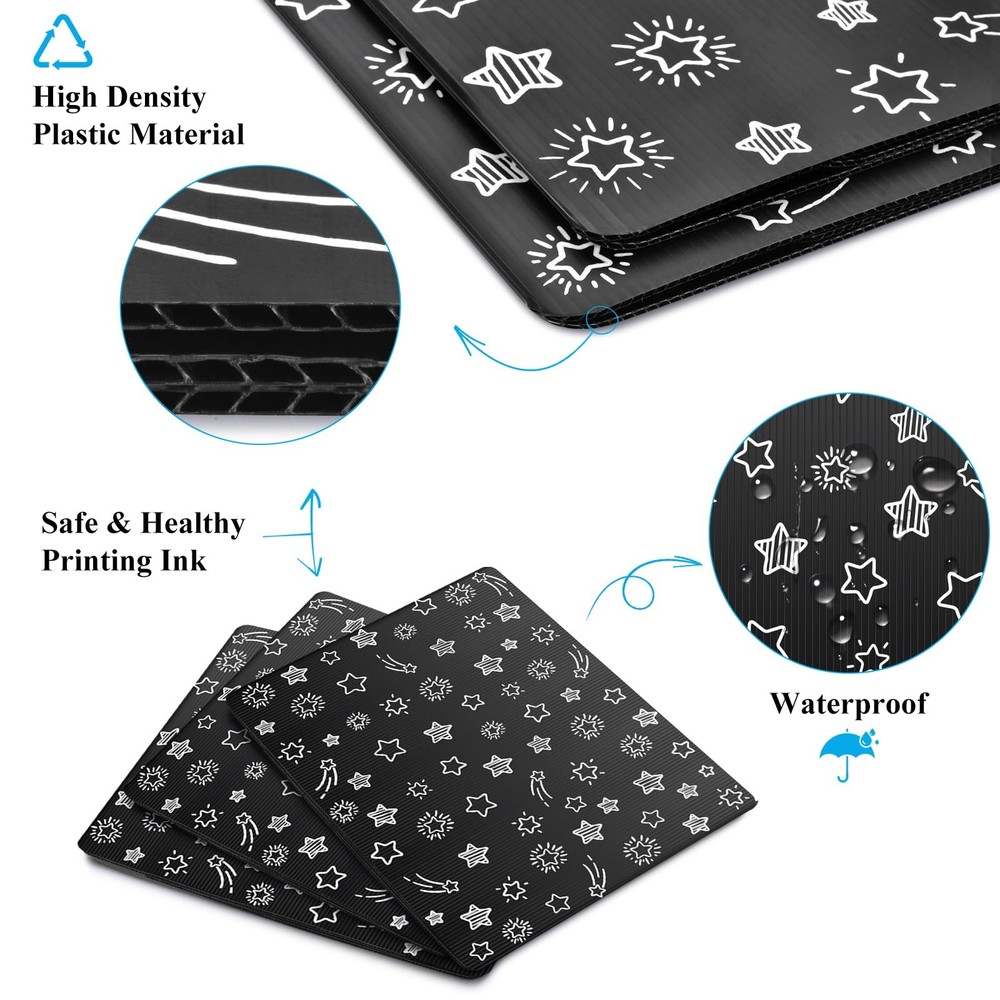 Black 24-Pack Desk Dividers for Students, Waterproof Plastic Study Carrel Div...
