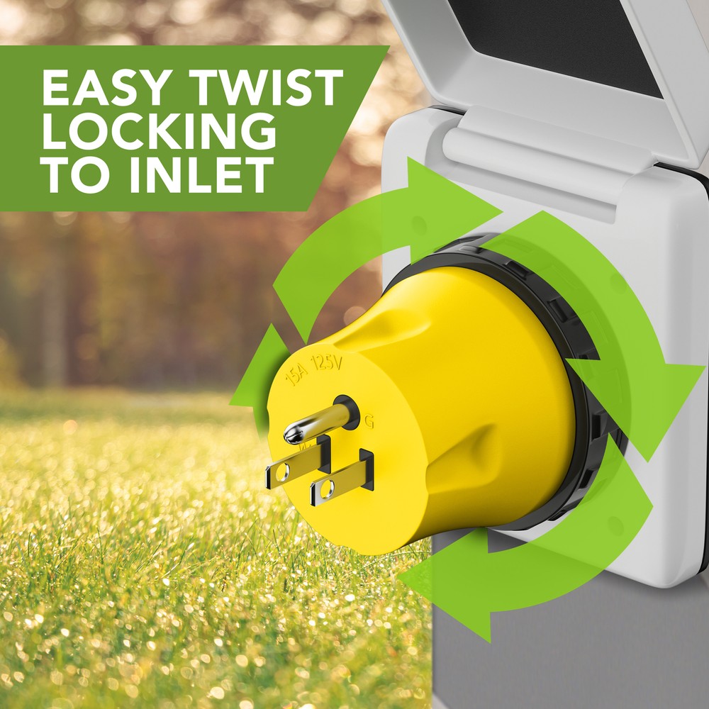 RV Power Cord Adapter 15 amp Male to 30 amp Twist Lock Female Camper Detachable