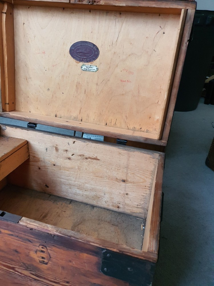 1920s Vintage Flat Top Steamer Trunk