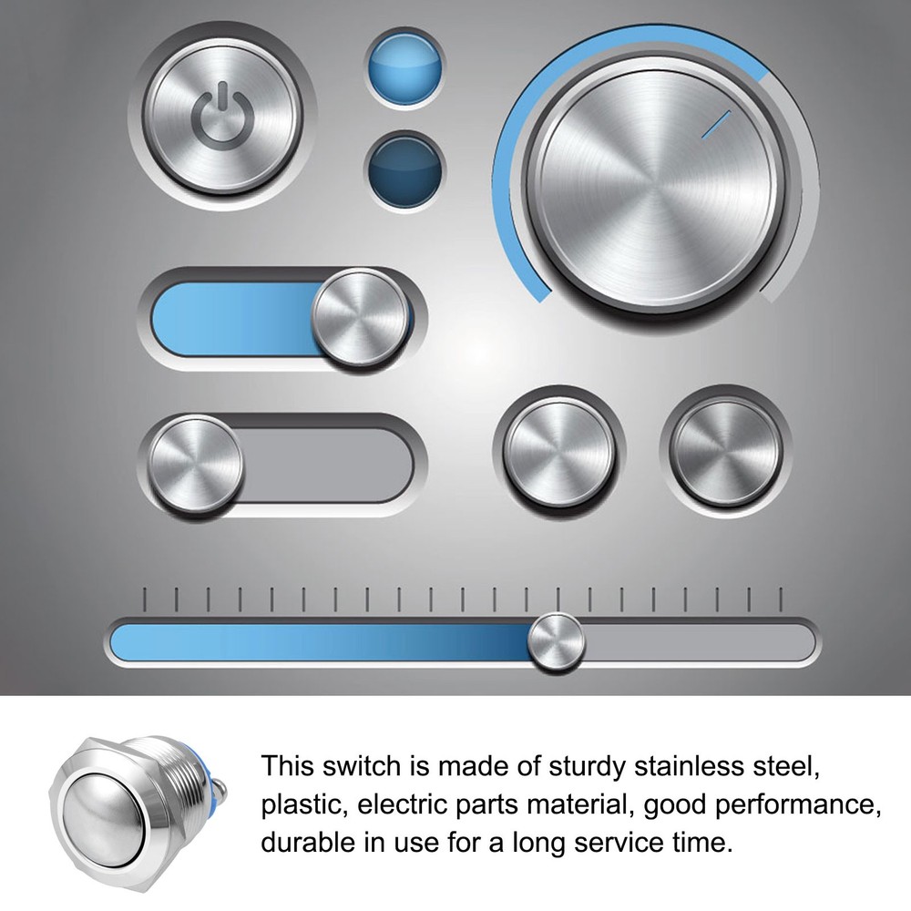 Push Button Switch - 5A / 19mm / Silvery / 1 Pcs