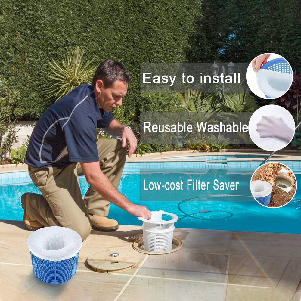 30Pack Pool Skimmer Filter Socks Fine Mesh Basket Protector Liners PreFilter