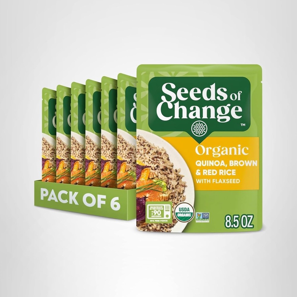 6-Pack Organic Flaxseed Quinoa & Rice Blend - Quick 90-Second Meal Solution