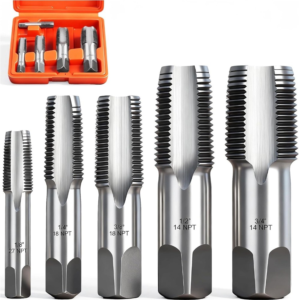 Durable 5-Piece Carbon Steel Pipe Threading Tools with Organized Storage Case