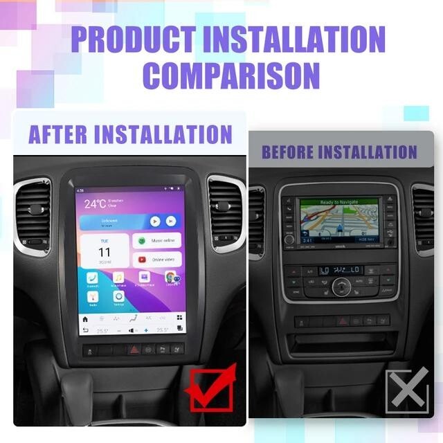 Android 12 Tesla Style Smart Gps Radio Screen For Dodge Durango 2011 2012 2013