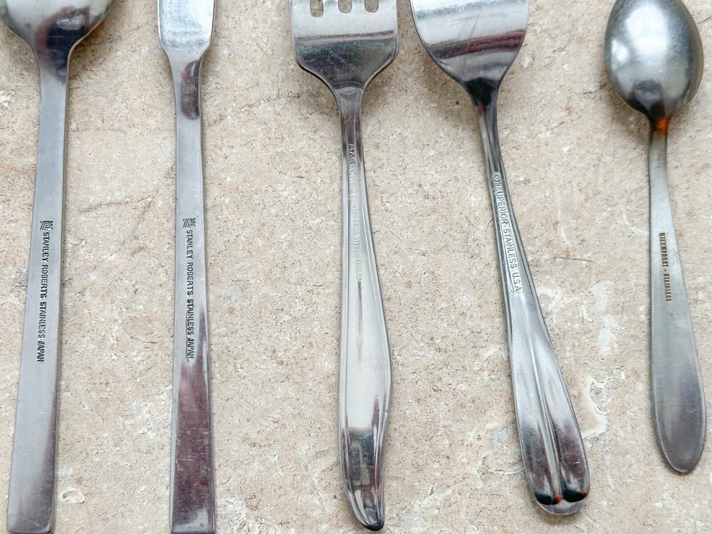 Vintage Mixed Lot Stainless Flatware Fork Spoon Knife Craft Stanley Roberts ETC