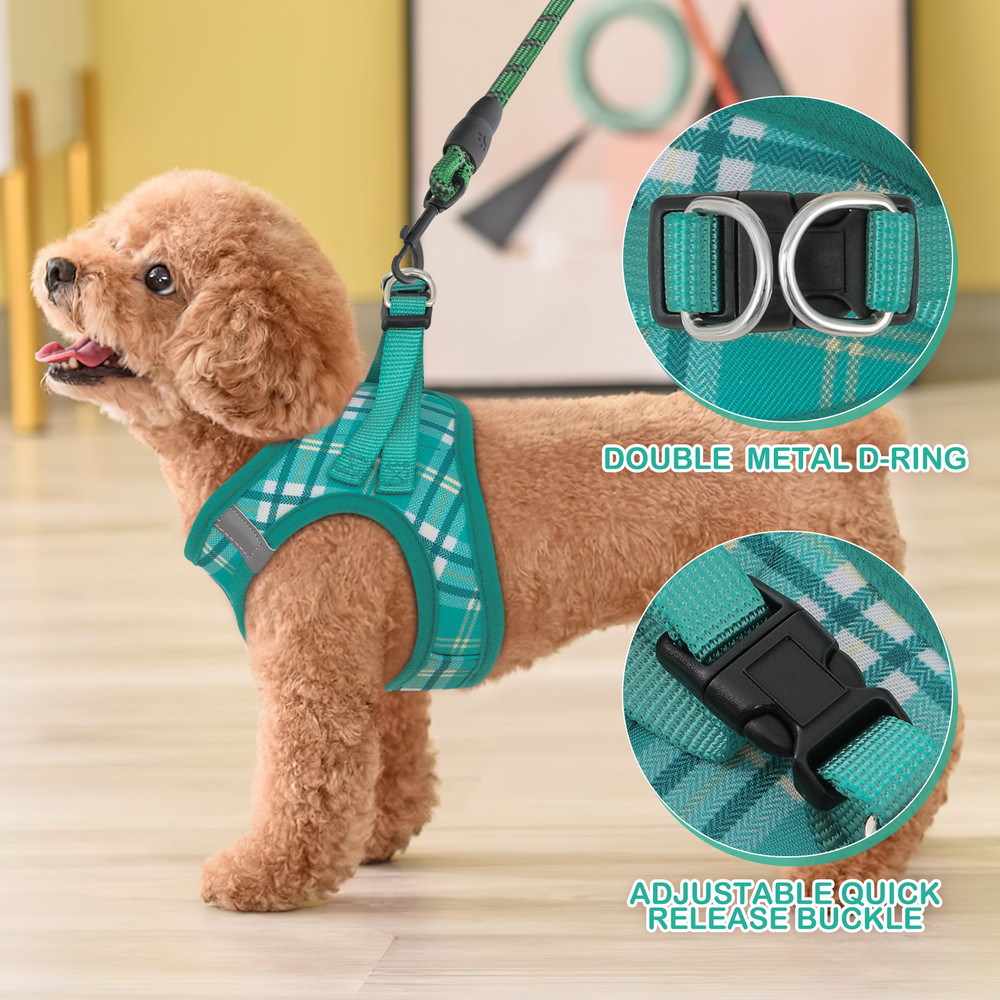 Dog Pet Harness Adjustable Control Reflective Jacket Breathable Mesh & Leash Set