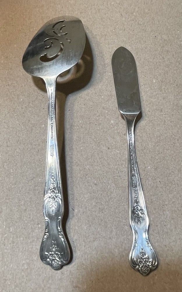 Oneida 1940 SILVER ROSE Silverplate SL&GH Rogers Flatware Pie Server & Spreader
