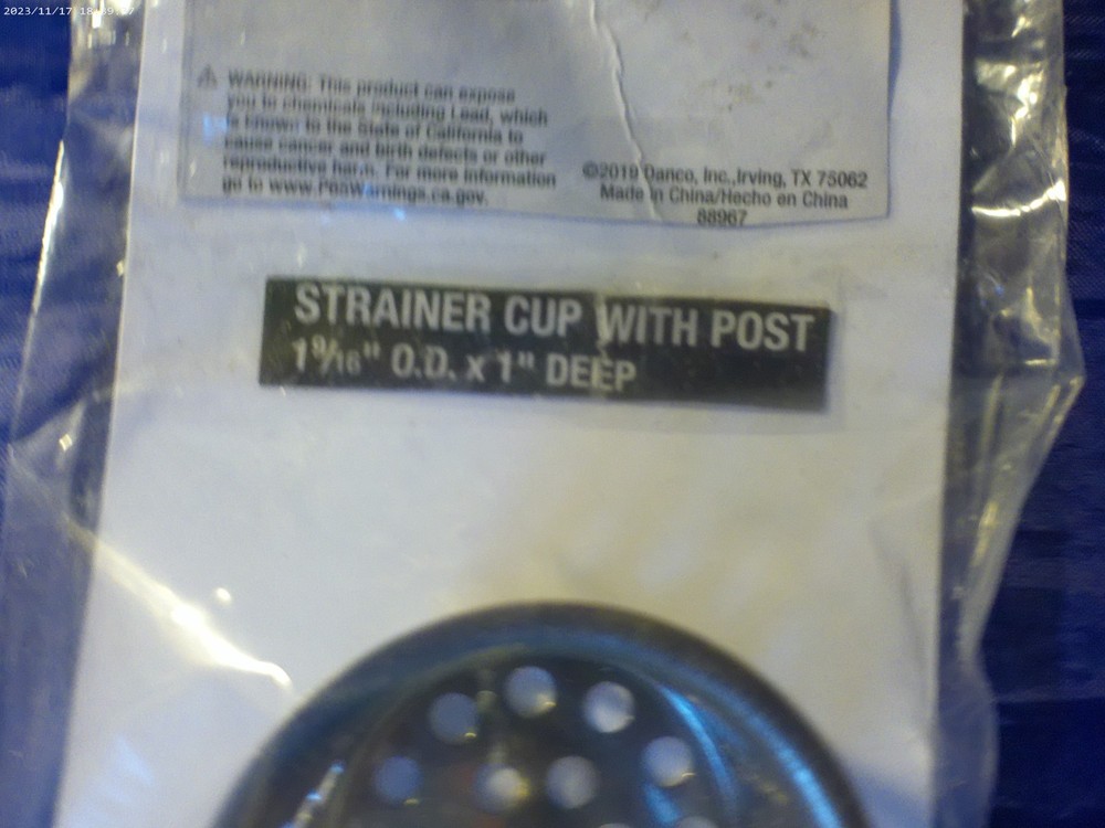 Danco Strainer with Post 1 9/16" OD x 1" Deep