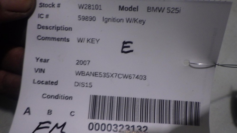07 BMW 525i Ignition W/Key