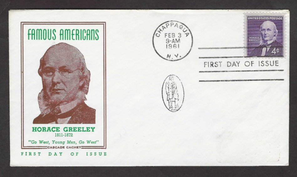 #1177 4c Horace Greeley - Cascade Cachet FDC