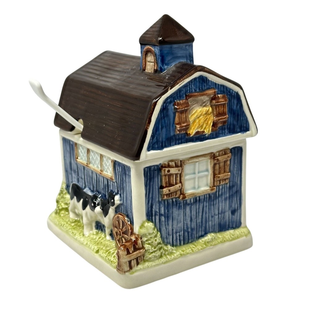 Gibson Greetings Otagiri Ceramic Barn Sugar Bowl With Spoon