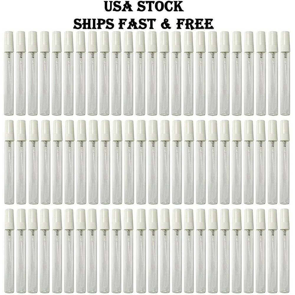 10ml 0.33oz empty perfume tall clear glass spray bottles white atomizer