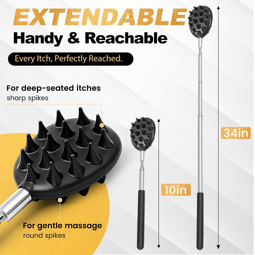 Telescoping Back Scratcher Extendable with 4PCS Detachable Scratching Heads, ...