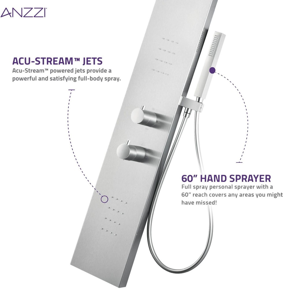 Anzzi SP-AZ079 Collines Thermostatic Shower Panel - Nickel