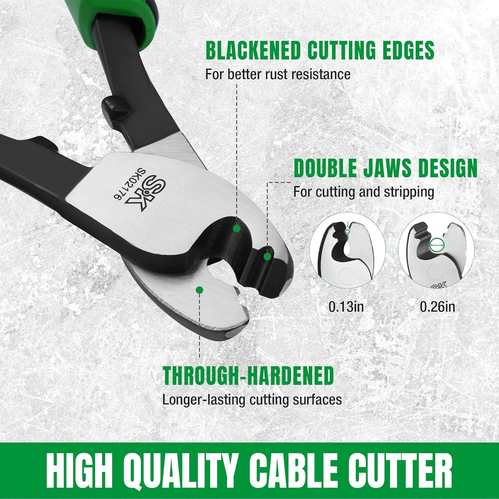 8-Inch Cable Cutter, High Leverage Wire Cutter for Cutting, Stripping and Crimpi
