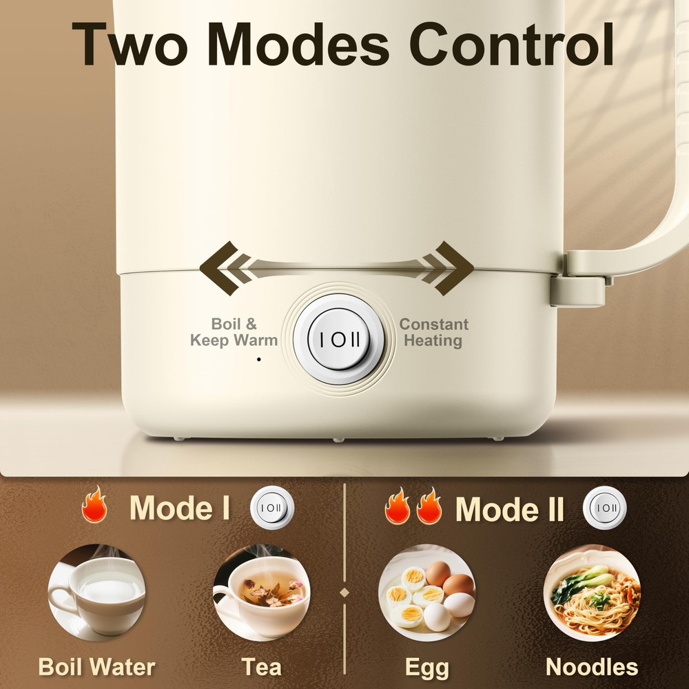 Portable Travel Kettle, 600ML Small Electric Kettle with Foldable Handle, Foo...