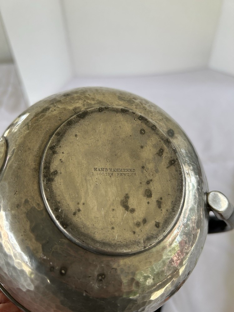 Vintage English Pewter Hand Hammered Teapot - Bakelite Handle