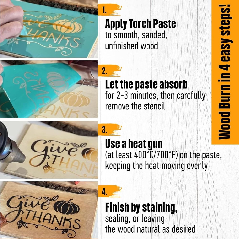 Versatile Non-Toxic Wood Burning Paste - 3 OZ for Easy Stencil Crafting