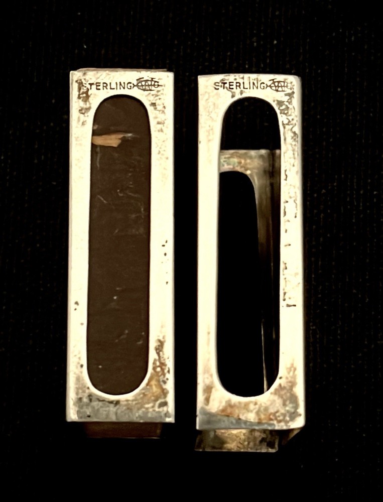 Pair Art Deco STERLING SILVER Matchbox Covers No Monograms