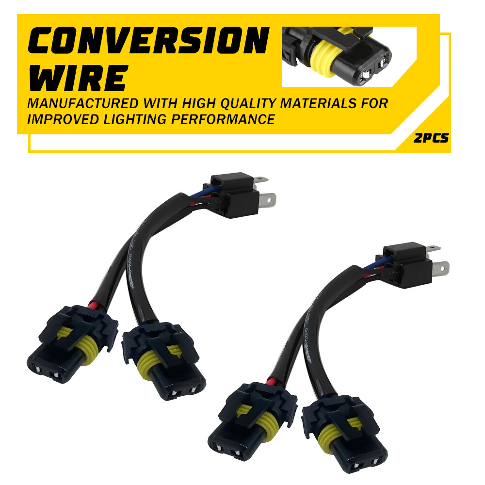 Conversion Wire 9003 H4 TO 9005 9006 Two Harness Head Light Adapter Plug Play EA