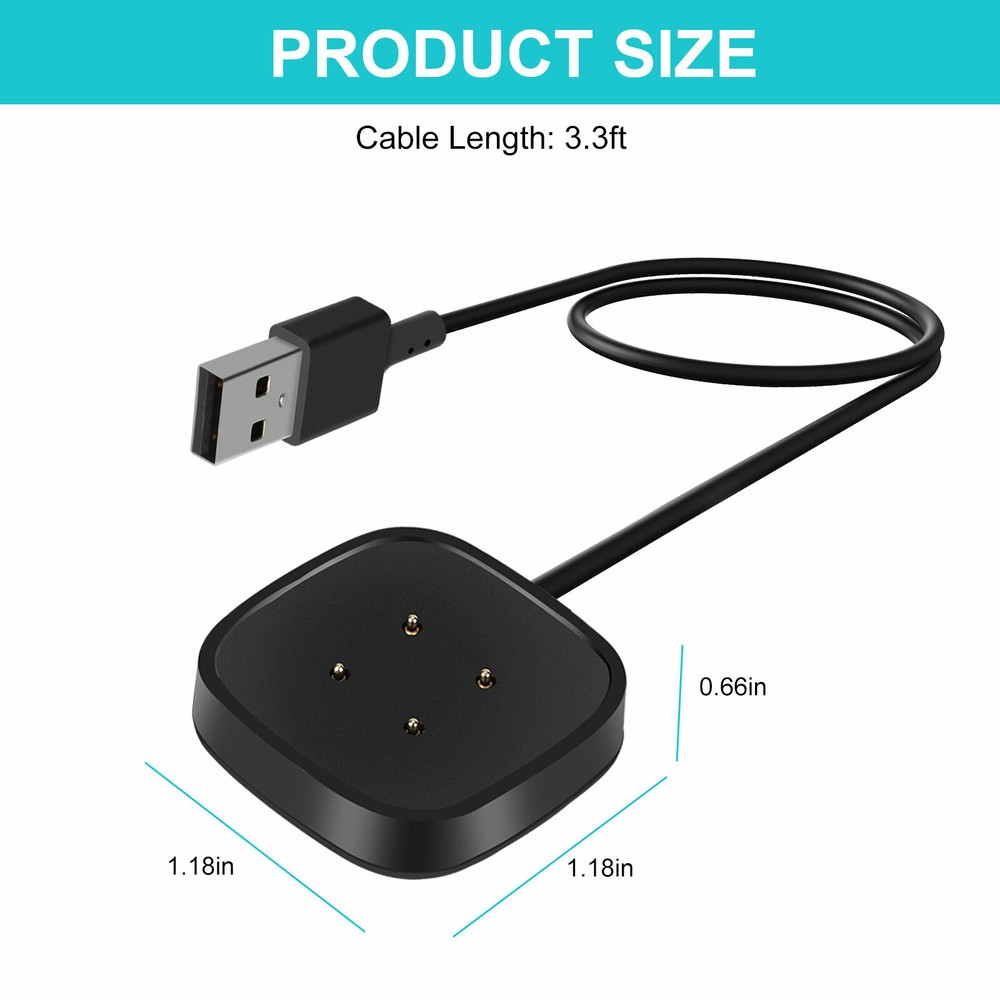 2 X Wireless Charger For Fitbit Sense/Versa 3 Watch USB Fast Charging Dock Cable