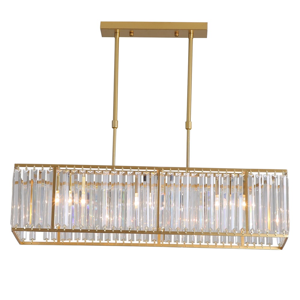 Modern Crystal Chandelier Rectangular Ceiling Light LED Living Room Pendant Gold