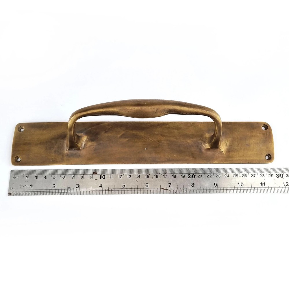 12" x 2" barn door grab Solid Brass Large plain Handle 30cm long Pull heavy PUB