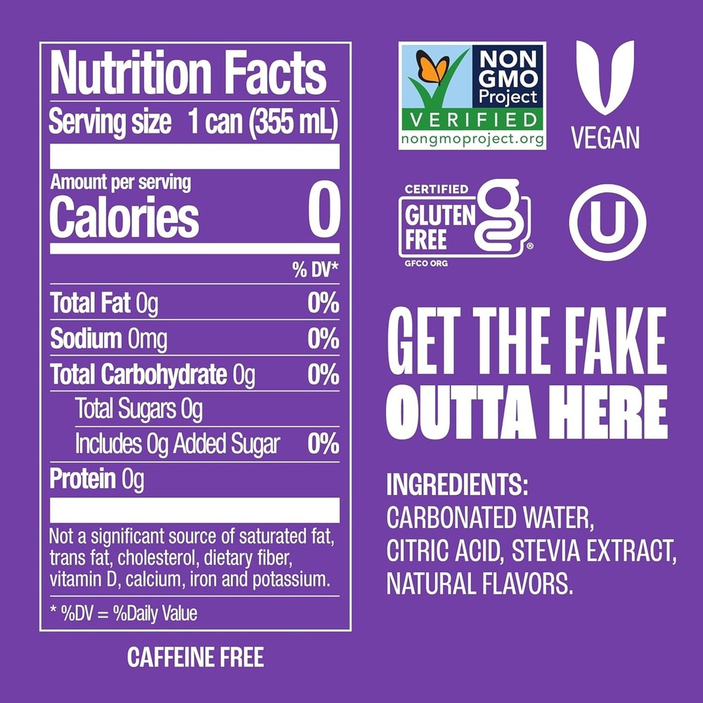 Zevia Zero Sugar Soda, Grape, 12 oz Cans (24-Pack)